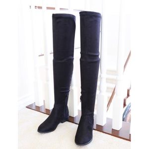 Black suede over the knee boot